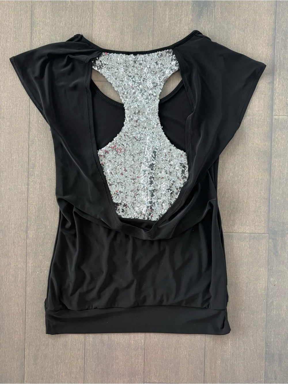 Black Top with Open Sequin Back